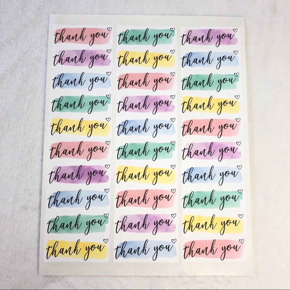 Thank You Labels stickers watercolor 90 total - Picture 2 of 2